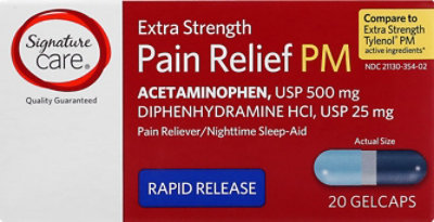 Signature Select/Care Pain Relief PM Gelcap Aceteminophen 500mg Extra Strength Rapid Release - 20 Count - Image 2