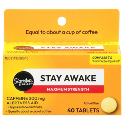 Signature Select/Care Stay Awake Tablet Caffeine 200mg Alertness Aid Maximum Strength - 40 Count