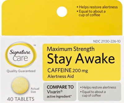 Signature Select/Care Stay Awake Tablet Caffeine 200mg Alertness Aid Maximum Strength - 40 Count - Image 2