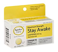 Signature Care Stay Awake Tablet Caffeine 200mg Alertness Aid Maximum Strength - 40 Count