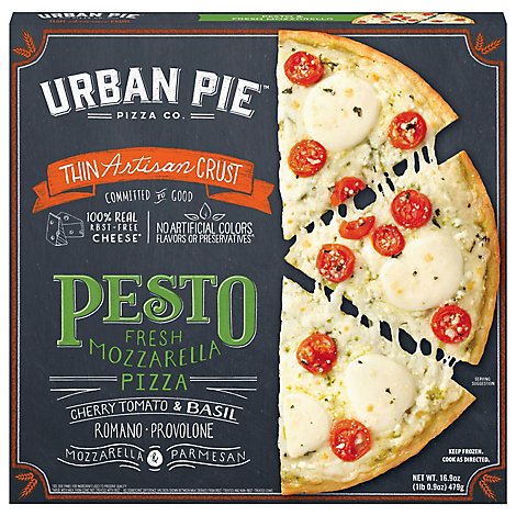 Urban Pie Pizza Co. Pizza Thin Crust Pesto Fresh Mozzarella Frozen - 16.9 Oz