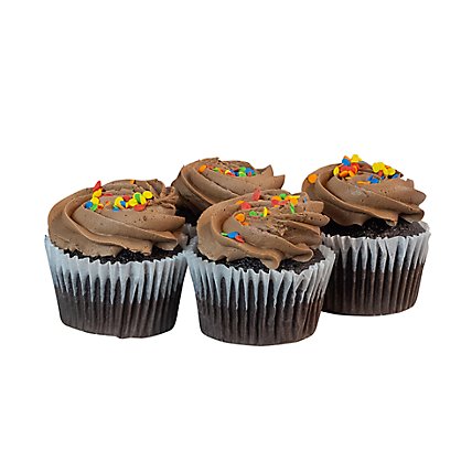 Bakery Cupcake Chocolate With Chocolate Buttercream 4 Count - Each - Image 1