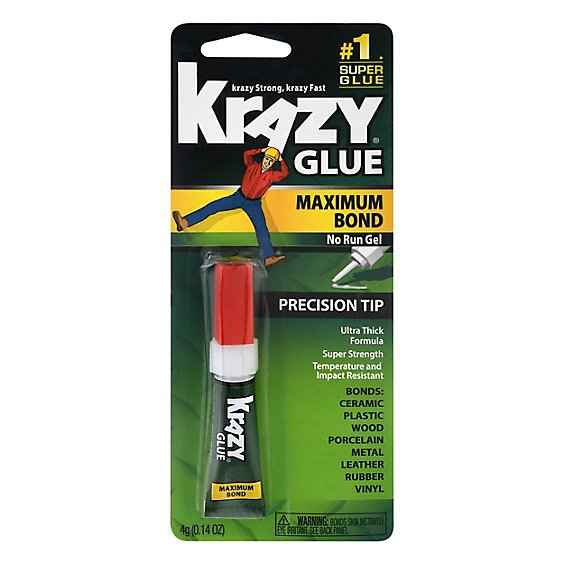 Krazy Glue Super Glue Maximum Bond Precision Tip No Run Gel - 0.14 Oz