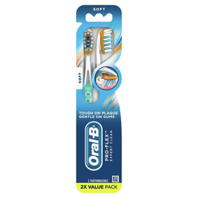 Oral-B Pro-Flex Toothbrush Tough On Plaque Gentle On Gums Soft Value Pack - 2 Count