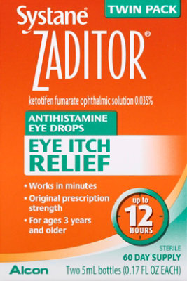 ZADITOR Eye Drops Antihistamine Original Prescription Strength Eye Itch Relief - 2-0.17 Fl. Oz. - Image 2