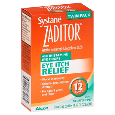 ZADITOR Eye Drops Antihistamine Original Prescription Strength Eye Itch Relief - 2-0.17 Fl. Oz. - Image 1