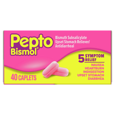 Pepto-Bismol 5 Symptom Relief Anti Diarrhea Caplets - 40 Count - Image 1