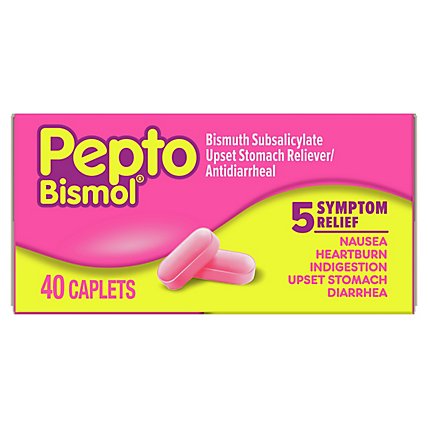 Pepto-Bismol 5 Symptom Relief Anti Diarrhea Caplets - 40 Count - Image 1
