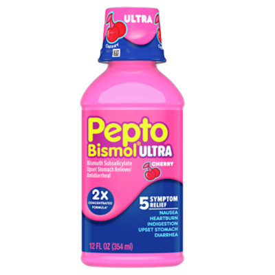 Pepto Bismol Ultra Liquid 5 Symptom Relief Cherry Flavor - 12 Fl. Oz. - Image 1