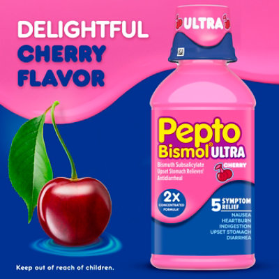 Pepto Bismol Ultra Liquid 5 Symptom Relief Cherry Flavor - 12 Fl. Oz. - Image 5