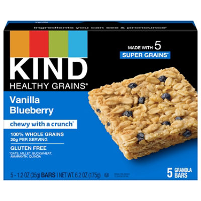 KIND Healthy Grains Vanilla Blueberry Gluten Free Snack Bars - 5-1.2 Oz - Image 1