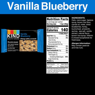 KIND Healthy Grains Vanilla Blueberry Gluten Free Snack Bars - 5-1.2 Oz - Image 2
