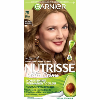 Garnier Nutrisse 70 Dark Natural Blonde Almond Creme Nourishing Hair Color Creme Kit - Each - Image 1