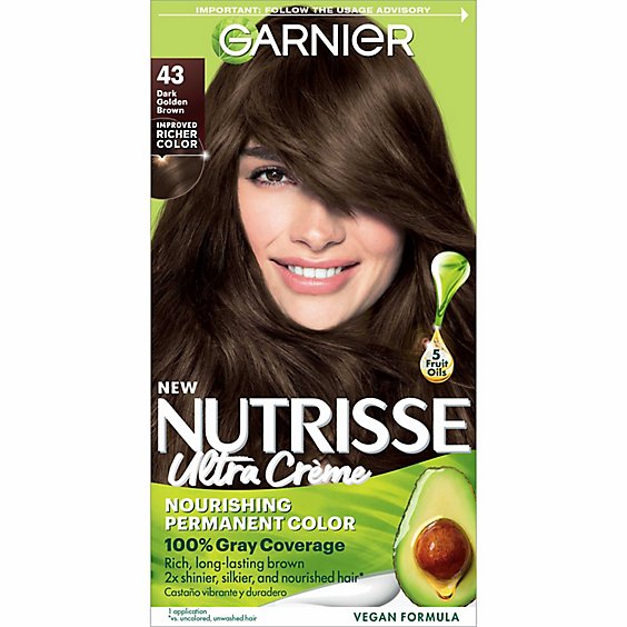 Garnier Nutrisse 43 Dark Golden Brown Cocoa Bean Nourishing Hair Color  Creme Kit - Each - Safeway