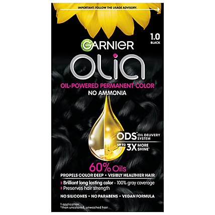 Garnier Olia Oil Powered 1.0 Black Permanent Hair Color - Each - Image 2