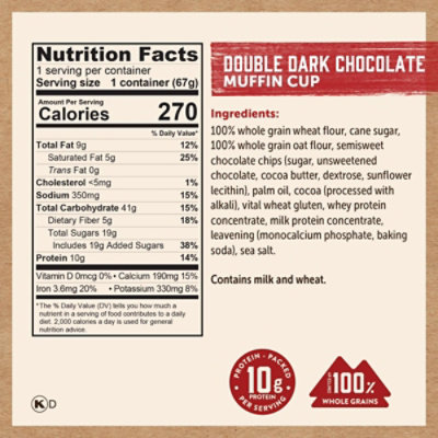 Kodiak Double Dark Chocolate Muffin Power Cup - 2.36 Oz - Image 6