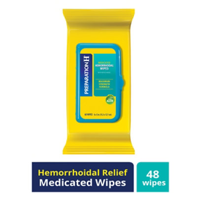 Preparation H Flushable Medicated Hemorrhoidal Wipes Pouch Maximum Strength Relief - 48 Count - Image 1