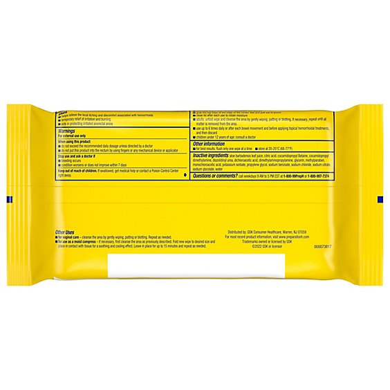 Preparation H Flushable Medicated Hemorrhoidal Wipes Pouch Maximum Strength Relief - 48 Count