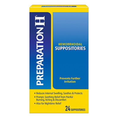 Preparation H Hemorrhoid Treatment Suppositories Burning Itching Discomfort Relief - 24 Count
