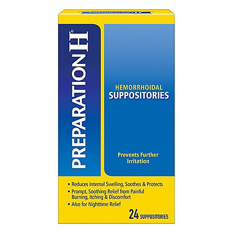 Preparation H Hemorrhoid Treatment Suppositories Burning Itching Discomfort Relief - 24 Count - Albertsons