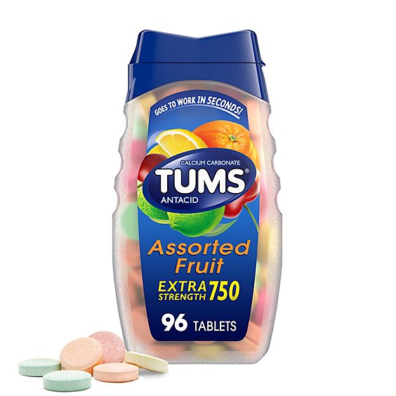 Tums Extra Strength Assorted Flavors Antacid Tablets - 96 CT