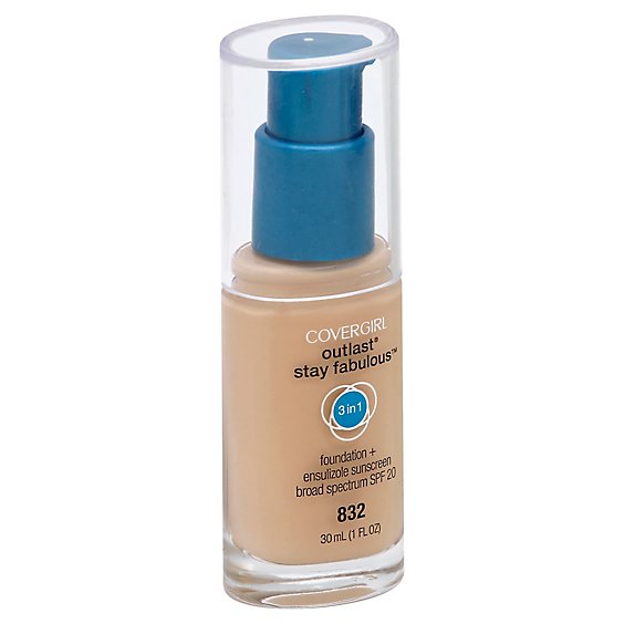 COVERGIRL Outlast Stay Fabulous Foundation + Sunscreen 3In1 SPF 20 Natural Beige 832 - 1 Fl. Oz.