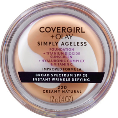 COVERGIRL + Olay Simply Ageless Foundation + Sunscreen SPF 22 Creamy Natural 220 - 0.4 Oz - Image 2