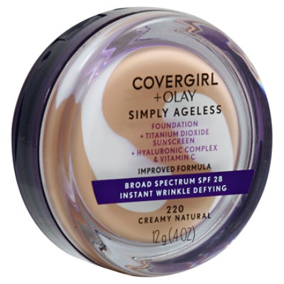 COVERGIRL + Olay Simply Ageless Foundation + Sunscreen SPF 22 Creamy Natural 220 - 0.4 Oz - Image 1