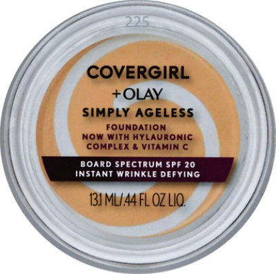 COVERGIRL Simply Ageless Foundation – Anti-Aging Make-up Mit Hyaluron & LSF 28, 12 G, Farbton Ivory