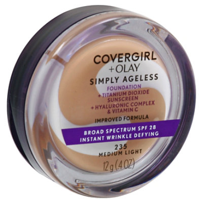 COVERGIRL + Olay Simply Ageless Foundation + Sunscreen SPF 22 Medium Light 235 - 0.4 Oz