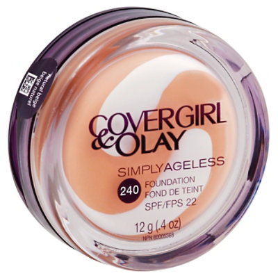 COVERGIRL + Olay Simply Ageless Foundation + Sunscreen SPF 22 Natural Beige 245 - 0.4 Oz