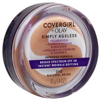COVERGIRL + Olay Simply Ageless Foundation + Sunscreen SPF 22 Natural Beige 245 - 0.4 Oz