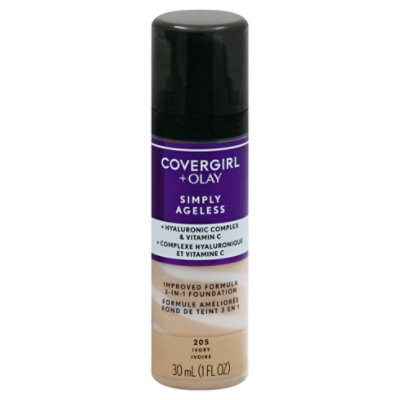 COVERGIRL + Olay Simply Ageless Liquid Foundation 3-in-1 Ivory 205 - 1 Fl. Oz. - Image 1