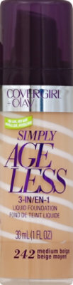 COVERGIRL + Olay Simply Ageless Liquid Foundation 3-in-1 Medium Beige 242 - 1 Fl. Oz. - Image 2