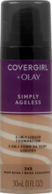 COVERGIRL + Olay Simply Ageless Liquid Foundation 3-in-1 Warm Beige 245 - 1 Fl. Oz. - Image 2