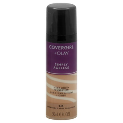 COVERGIRL + Olay Simply Ageless Liquid Foundation 3-in-1 Warm Beige 245 - 1 Fl. Oz.
