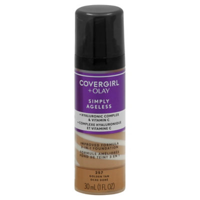 COVERGIRL + Olay Simply Ageless Liquid Foundation 3-in-1 Golden Tan 257 - 1 Fl. Oz.
