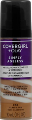 COVERGIRL + Olay Simply Ageless Liquid Foundation 3-in-1 Classic Tan 260 - 1 Fl. Oz. - Image 2