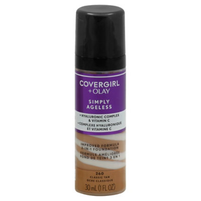 COVERGIRL + Olay Simply Ageless Liquid Foundation 3-in-1 Classic Tan 260 - 1 Fl. Oz.