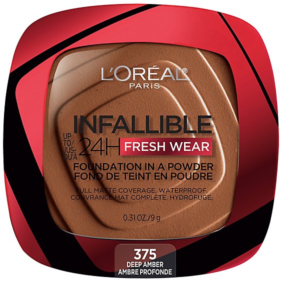 L'Oreal Paris Infallible Deep Amber Up to 24 Hour Fresh Wear Foundation In A Powder - 0.31 Oz