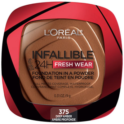 L'Oreal Paris Infallible Up to 24H Fresh Wear Foundation in a Powder Deep Amber - 0.31 Oz - Image 2