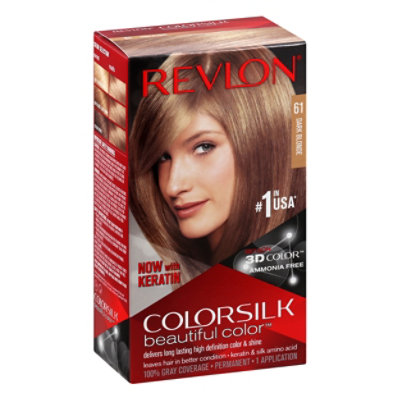 Revlon ColorSilk Beautiful Color Permanent Color Dark Blonde 61 - Each - Image 1