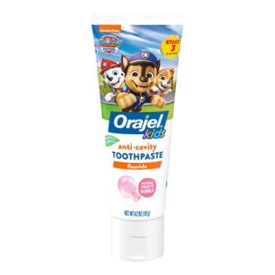 Orajel Kids Paw Patrol Natural Fruity Bubble Flavor Anti Cavity Fluoride Toothpaste - 4.2 Oz - Image 1