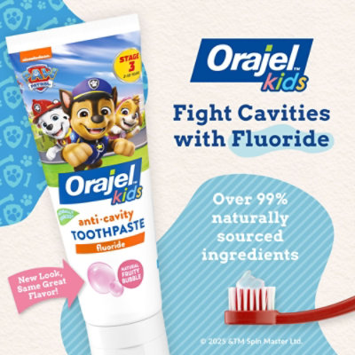 Orajel Kids Paw Patrol Natural Fruity Bubble Flavor Anti Cavity Fluoride Toothpaste - 4.2 Oz - Image 2