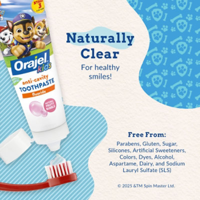 Orajel Kids Paw Patrol Natural Fruity Bubble Flavor Anti Cavity Fluoride Toothpaste - 4.2 Oz - Image 4