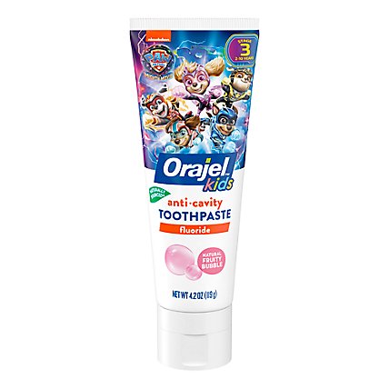 Orajel Kids Paw Patrol Anti Cavity Fluoride Natural Fruity Bubble Flavor Toothpaste - 4.2 Oz - Image 1