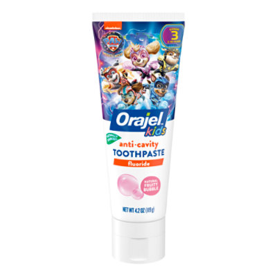 Orajel Kids Paw Patrol Natural Fruity Bubble Flavor Anti Cavity Fluoride Toothpaste - 4.2 Oz