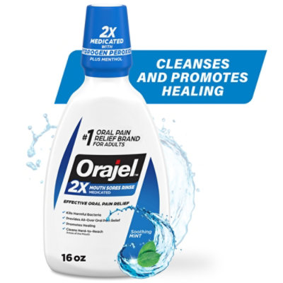 Orajel Antiseptic Rinse For All Mouth Sores Promotes Healing Mint - 16 Fl. Oz. - Image 2