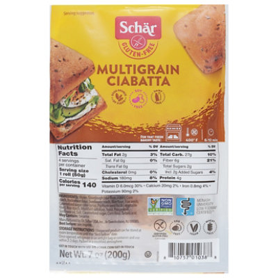 Schar Ciabatta Gluten Free Multigrain 4 Count - 7 Oz - Image 3