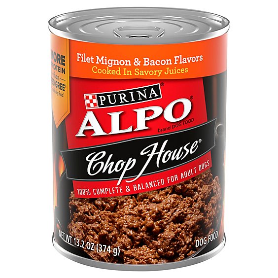 Purina ALPO Chop House Filet Mignon & Bacon Flavors In Can Dog Food - 13.2 Oz